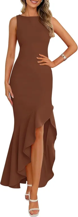 PRETTYGARDEN Wedding Guest Dresses for Women 2025 Summer Formal Gala Maxi Dress Ruffle Mermaid Cocktail Long Dresses