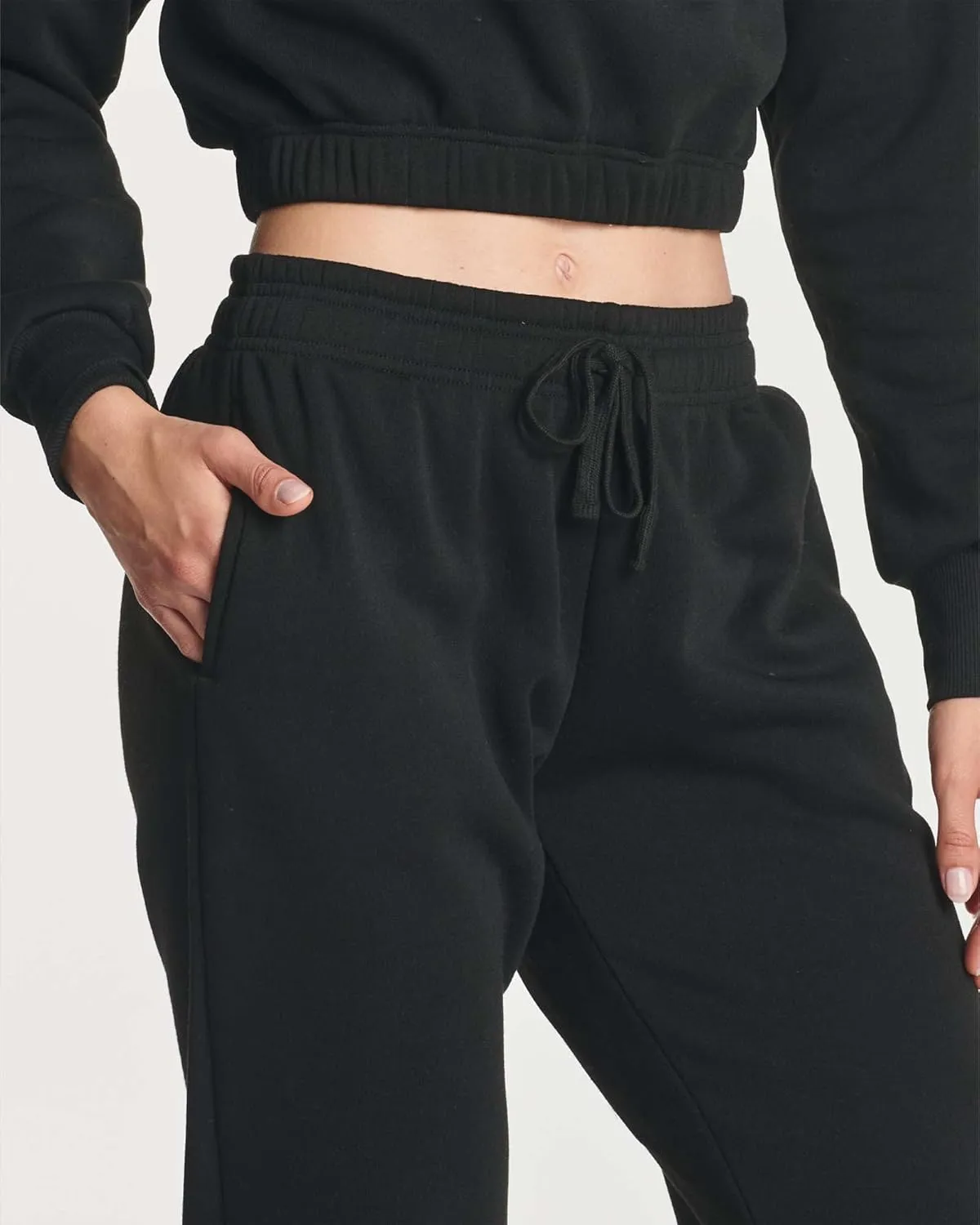 Real Essentials 3 Pack: Women's Fleece Jogger Sweatpants (Available in Plus Size)