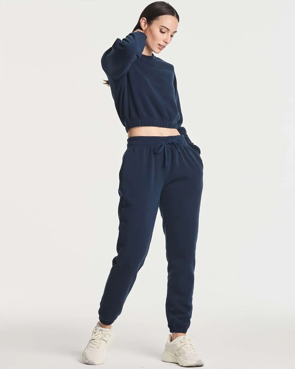 Real Essentials 3 Pack: Women's Fleece Jogger Sweatpants (Available in Plus Size)