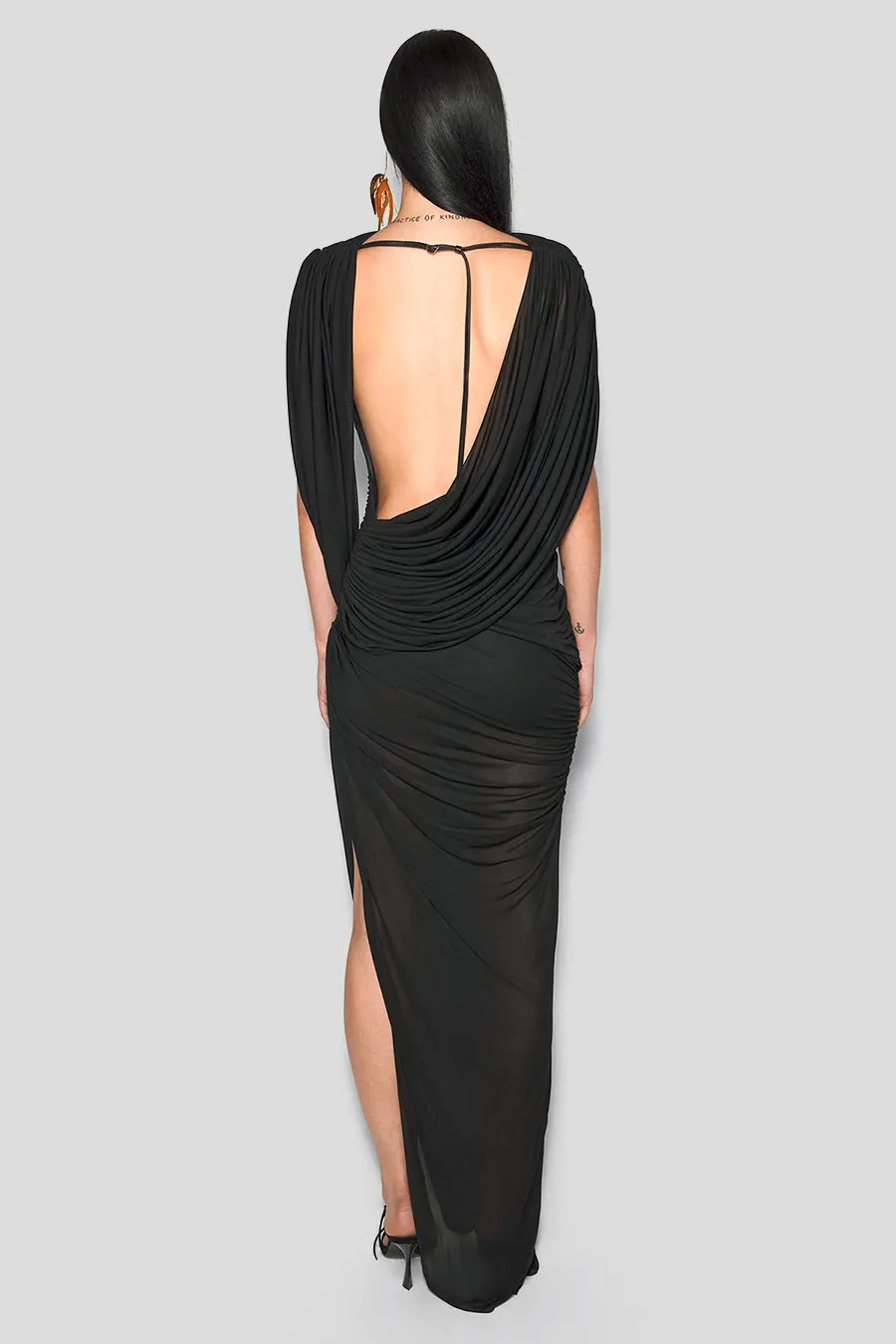 ROBE DRAPED BACKLESS GOWN NOIRE