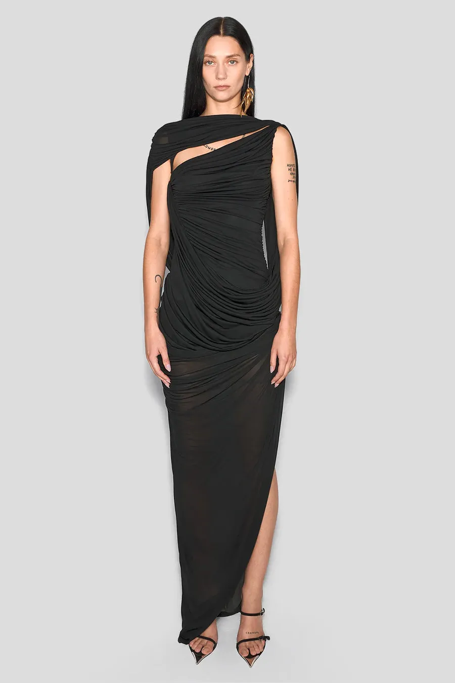 ROBE DRAPED BACKLESS GOWN NOIRE