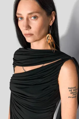ROBE DRAPED BACKLESS GOWN NOIRE