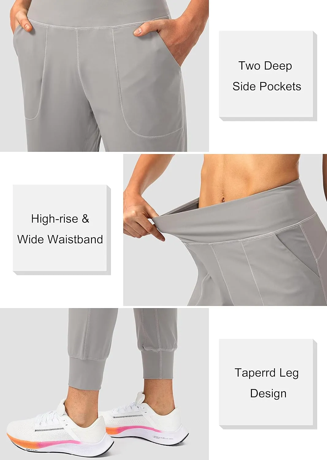 Soothfeel Women's Joggers with Zipper Pockets High Waisted Athletic Workout Yoga Pants Joggers for Women