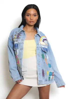 Studded Oversized Denim Jacket