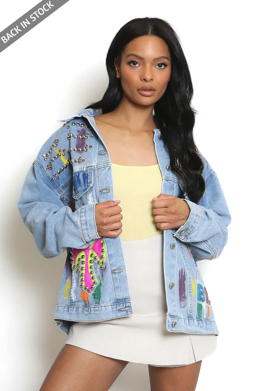 Studded Oversized Denim Jacket