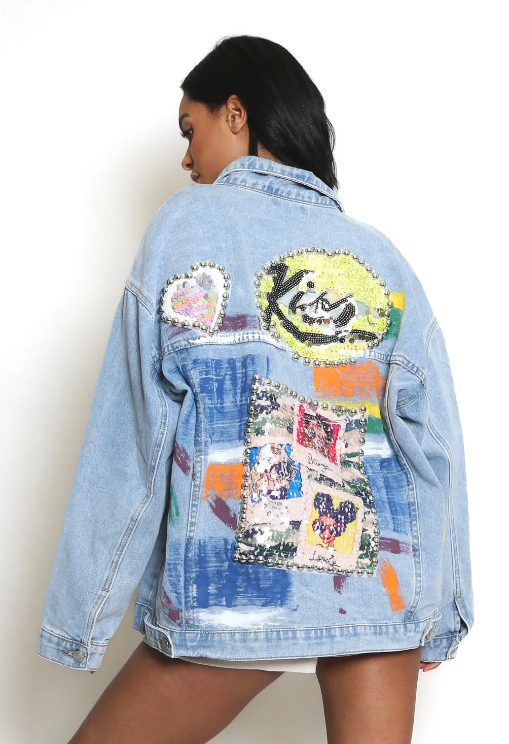 Studded Oversized Denim Jacket