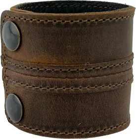 Stylish Leather Cuff Bracelet Full Grain Wide Wristband For Men and Women (Unisex)
