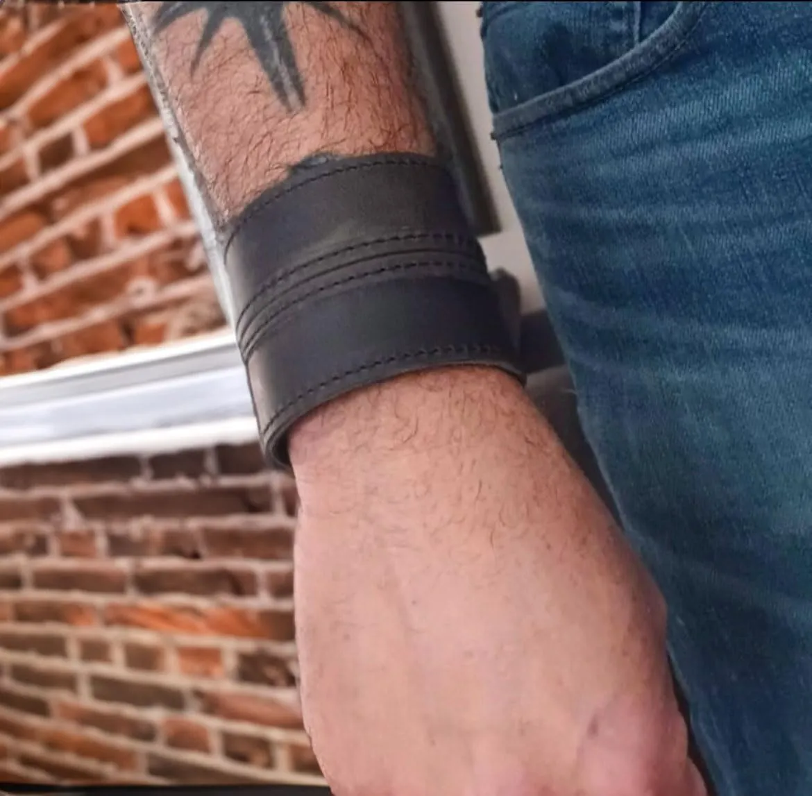 Stylish Leather Cuff Bracelet Full Grain Wide Wristband For Men and Women (Unisex)