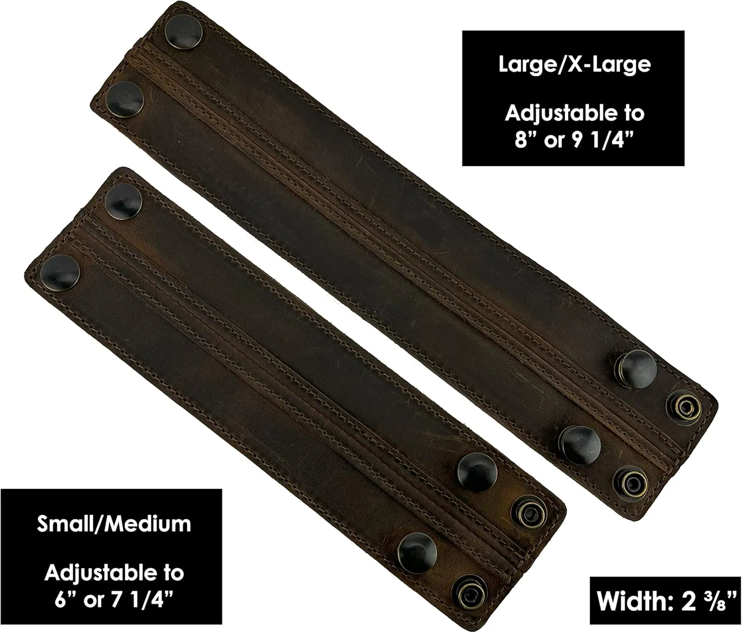 Stylish Leather Cuff Bracelet Full Grain Wide Wristband For Men and Women (Unisex)