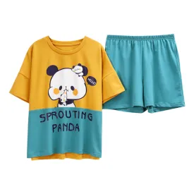 Summer Cotton Knit Nightwear Homewear Short Sleeve