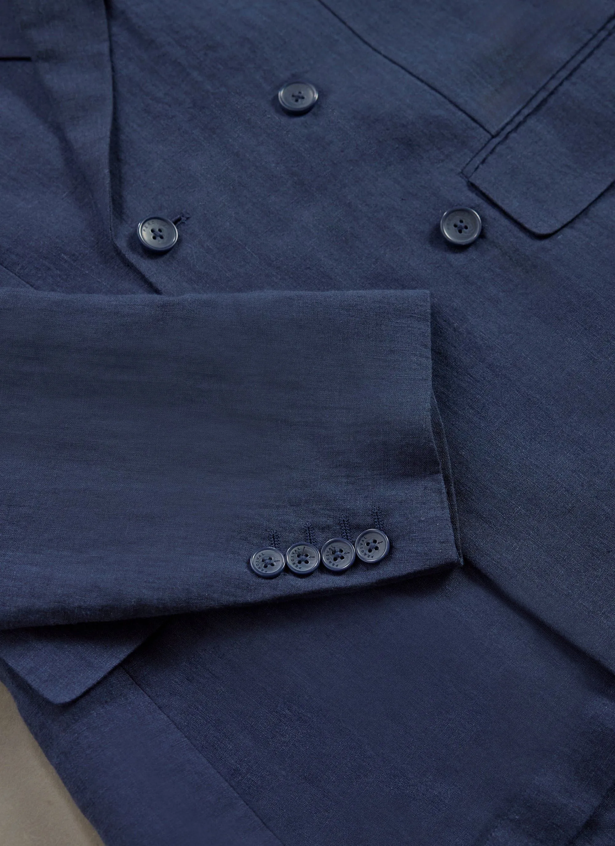 Tailored Double Breasted Blazer | Linen | Navy