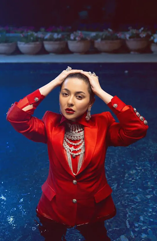 Tailored Two Piece Suit in Scarlet Red