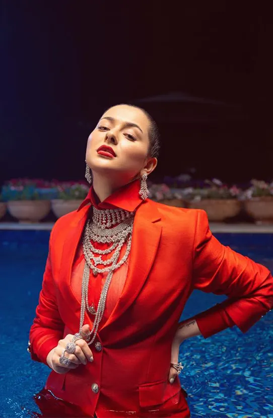 Tailored Two Piece Suit in Scarlet Red