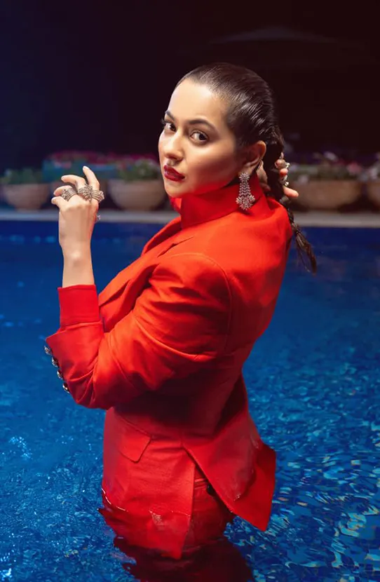 Tailored Two Piece Suit in Scarlet Red
