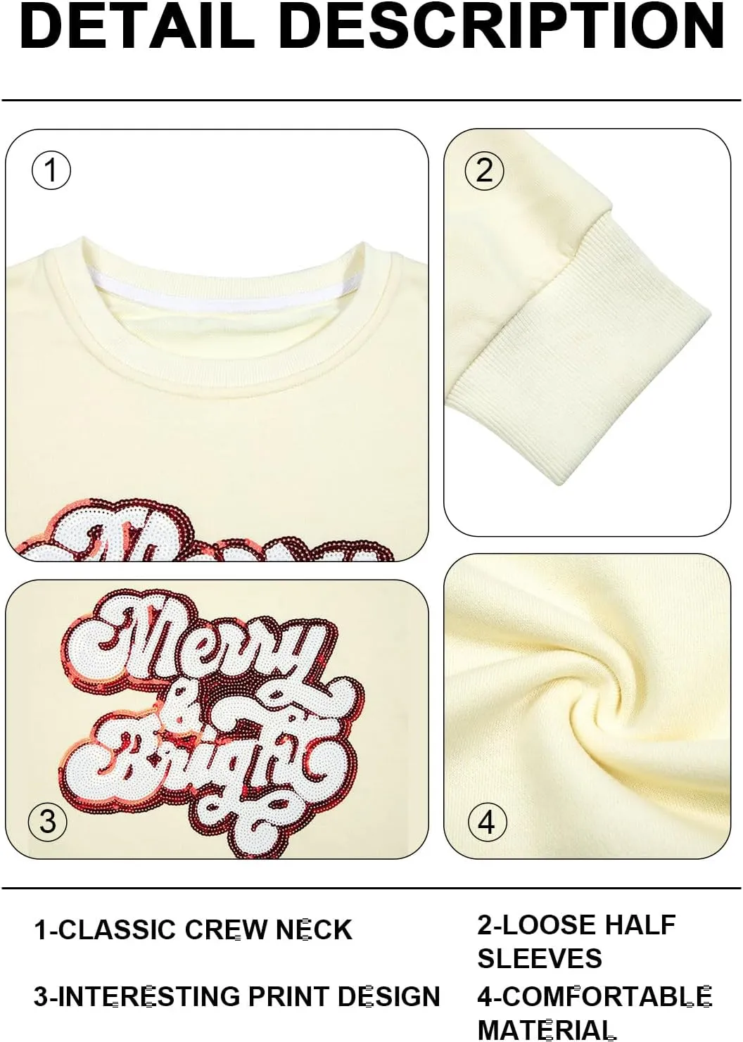 UNIQUEONE Ugly Christmas Sweatshirts Women Christmas Sweater Xmas Tree Sequin Top Winter Crewneck Family Holiday Outfits
