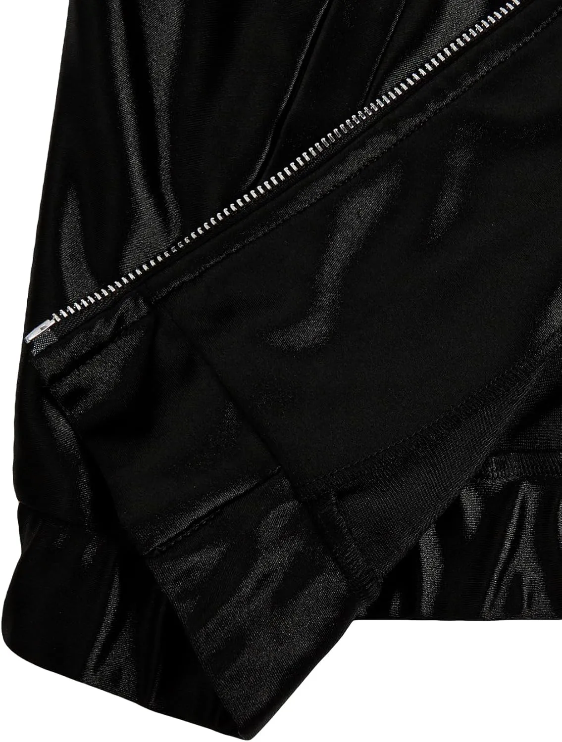 Verdusa Women's Bomber Satin Lightweight Jacket Drop Shoulder Long Sleeve Zip Up Outerwear