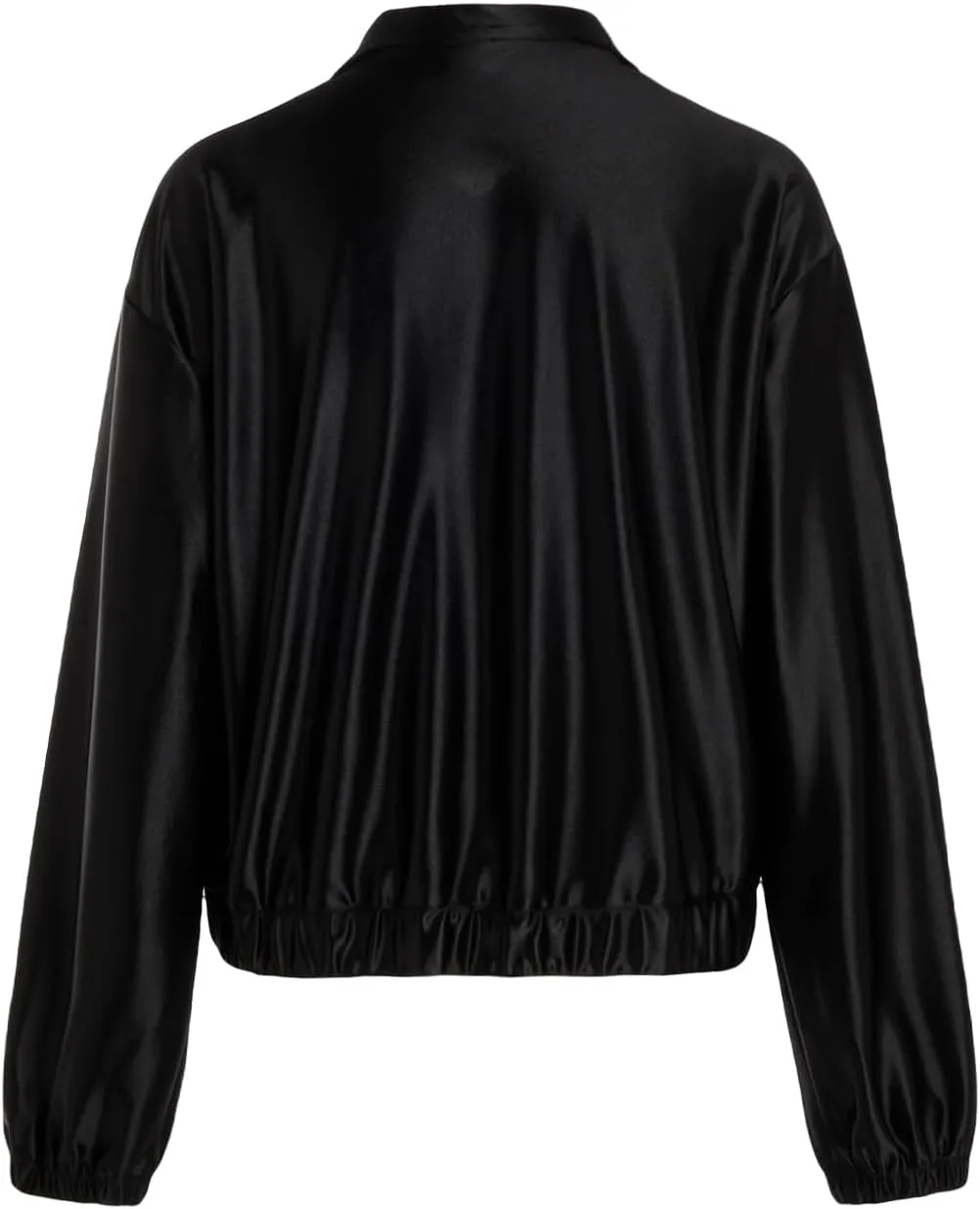 Verdusa Women's Bomber Satin Lightweight Jacket Drop Shoulder Long Sleeve Zip Up Outerwear