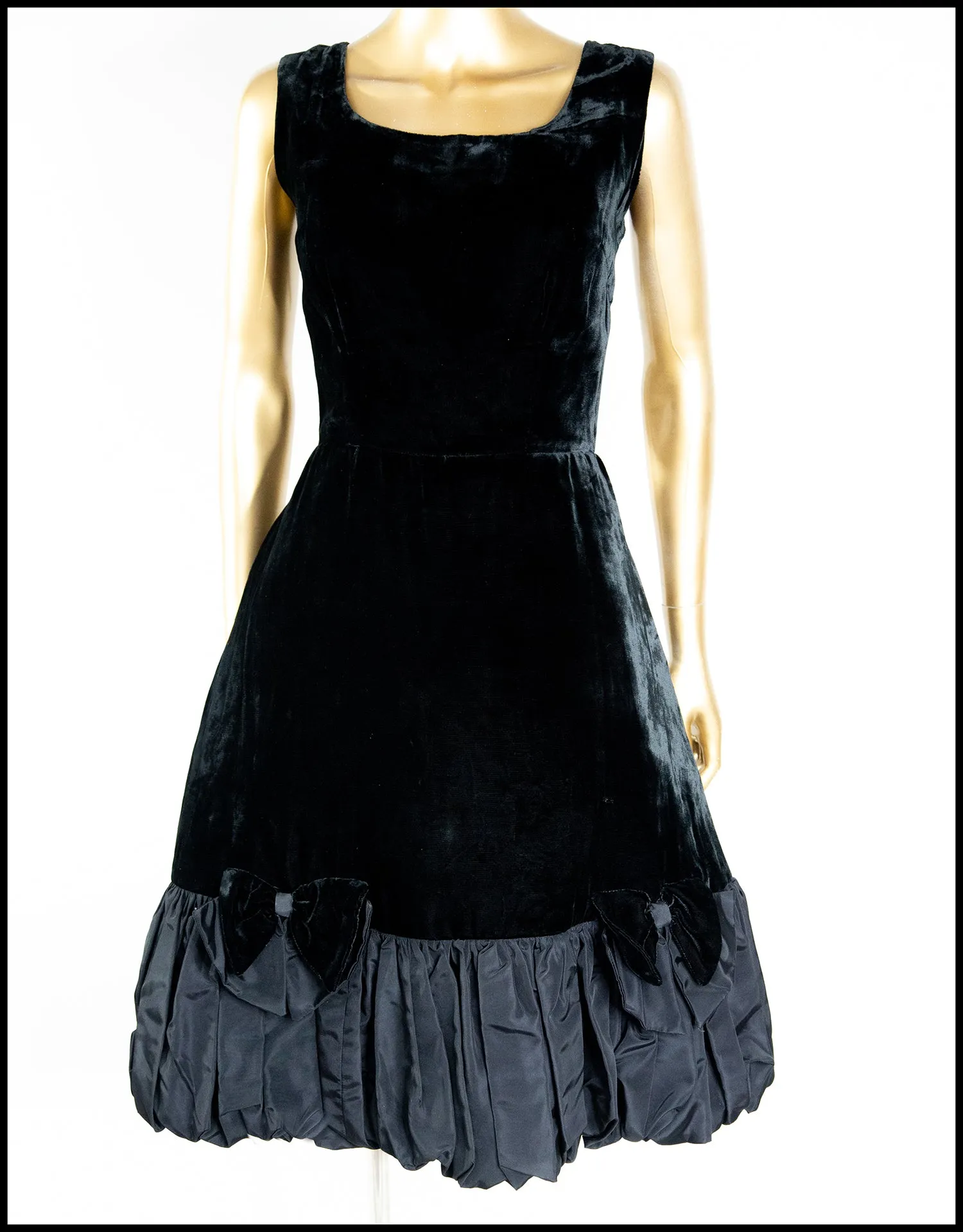 Vintage 1950s Black Velvet Bubble Cocktail Dress