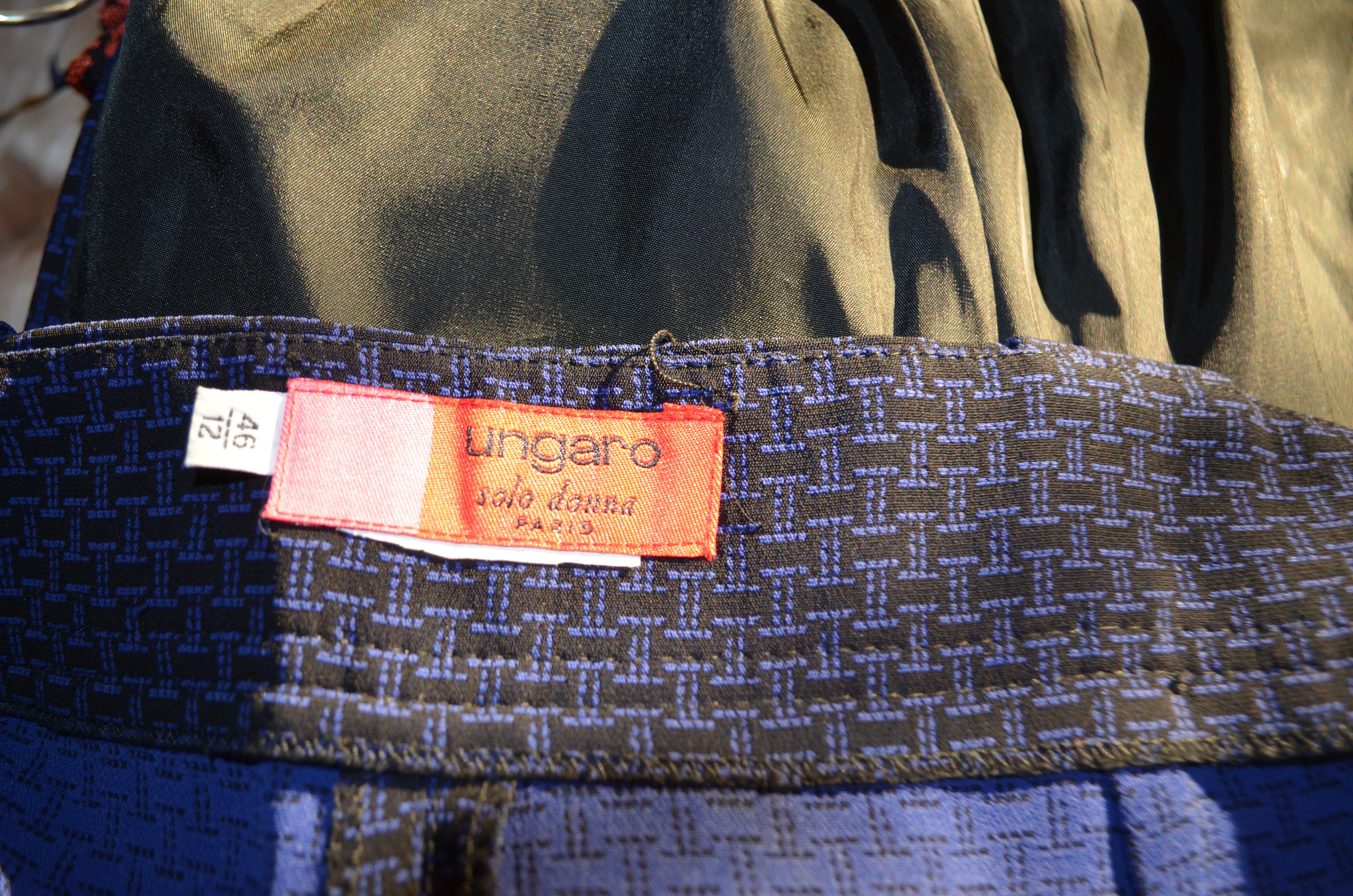 Vintage Ungaro Solo Donna Paris Navy geometric Blazer Pantsuit set
