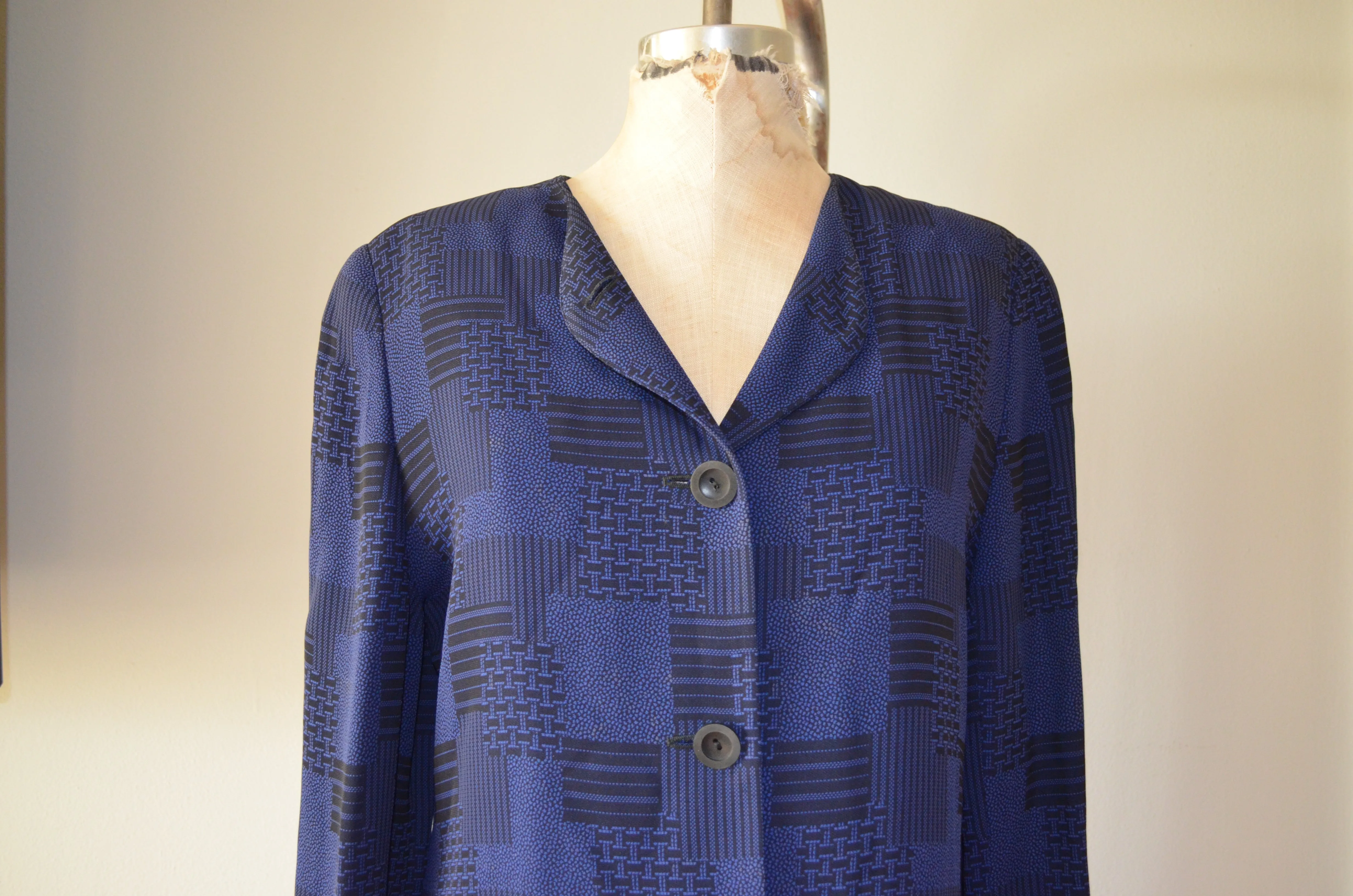 Vintage Ungaro Solo Donna Paris Navy geometric Blazer Pantsuit set