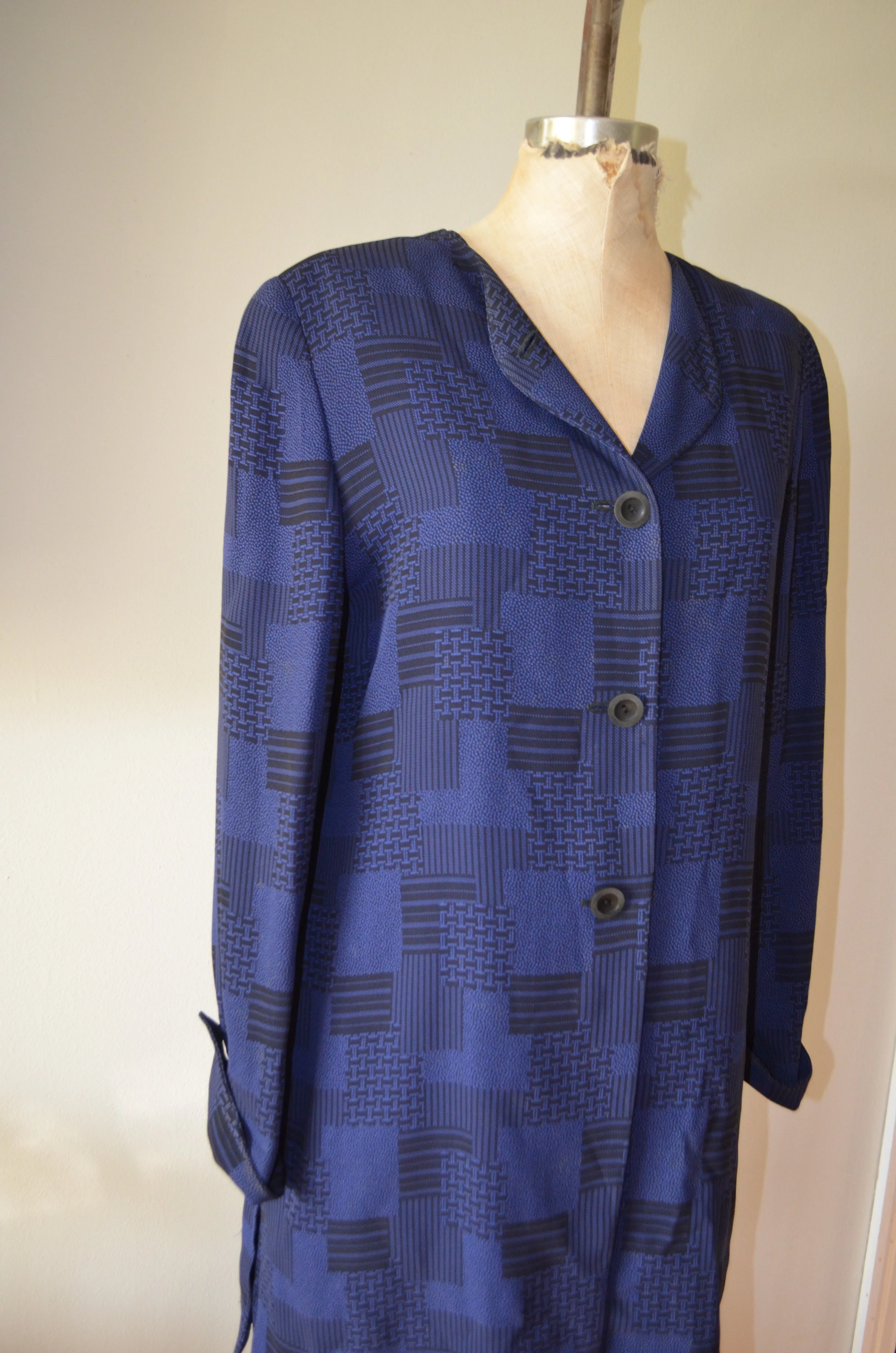 Vintage Ungaro Solo Donna Paris Navy geometric Blazer Pantsuit set