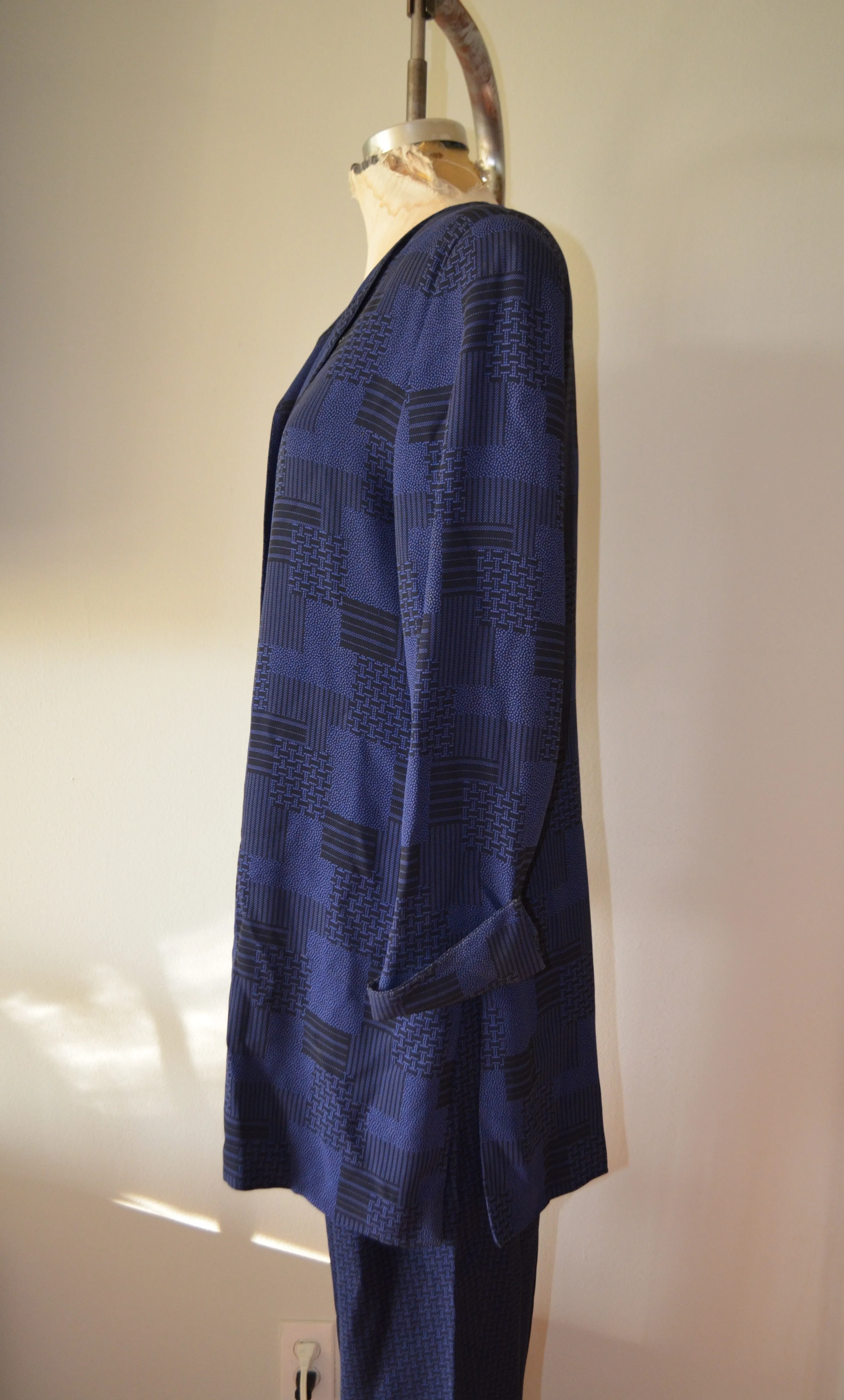 Vintage Ungaro Solo Donna Paris Navy geometric Blazer Pantsuit set