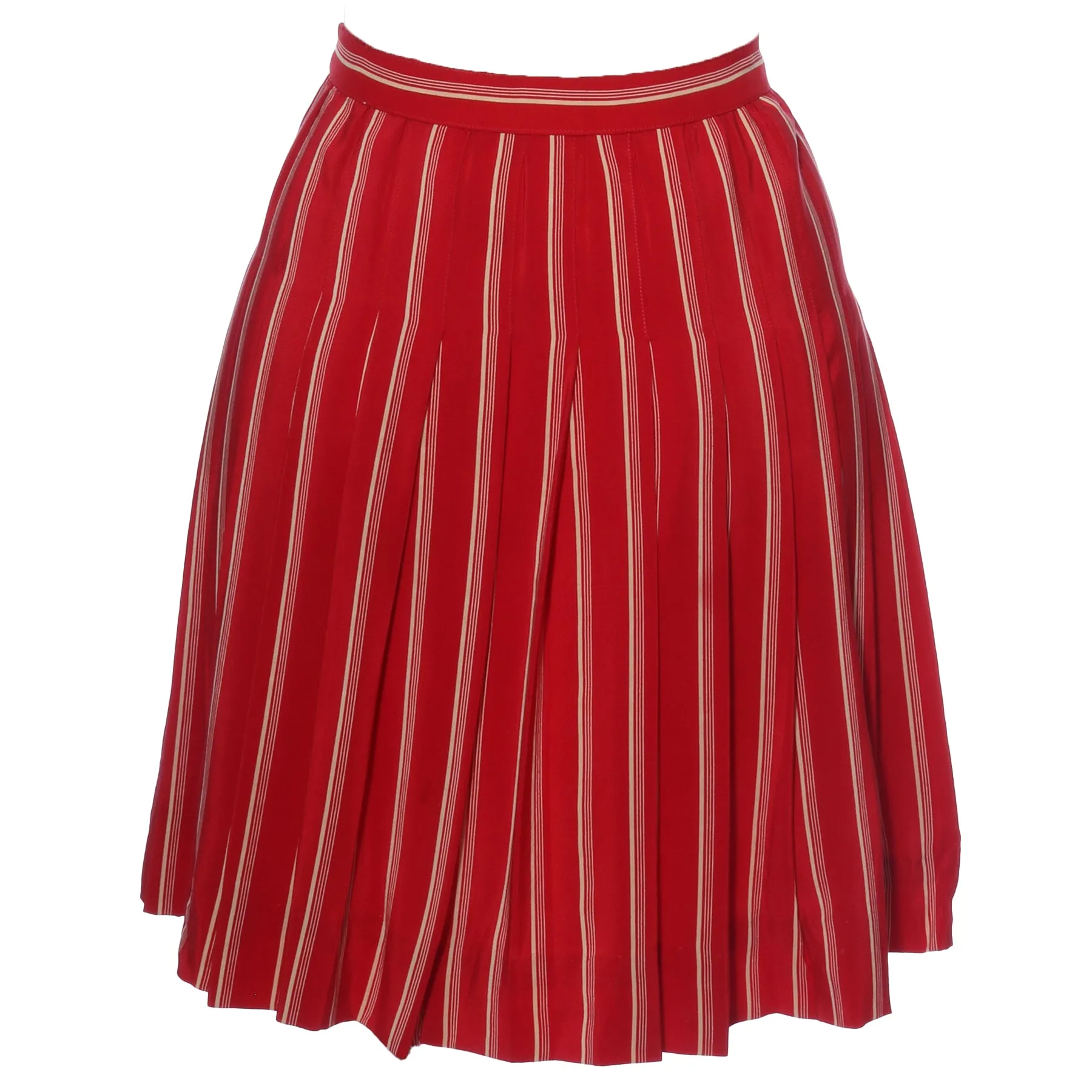 Vtg 60s CHANEL Silk Pleated High Waist Mini Skirt S