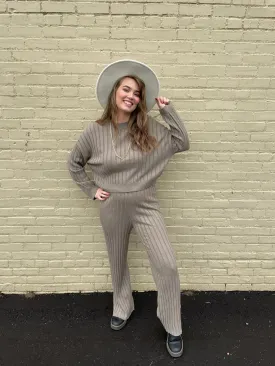 Wide Ribbed Knit Pants
