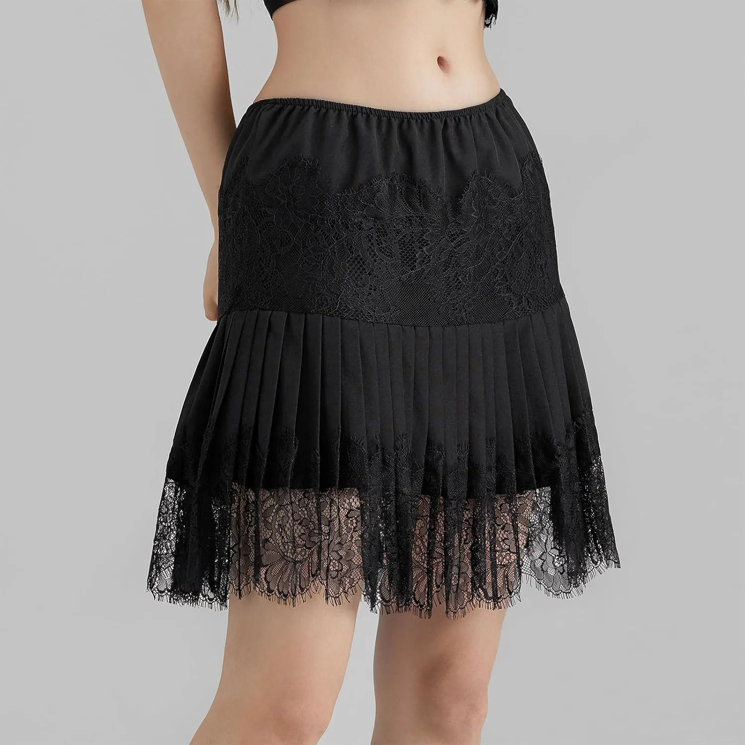 Women Ruffle Mini Skirt Y2k Lace Floral Half Skirt Low Rise Pleated Teen Girl Fairy A-line Flowy Short Underskirt