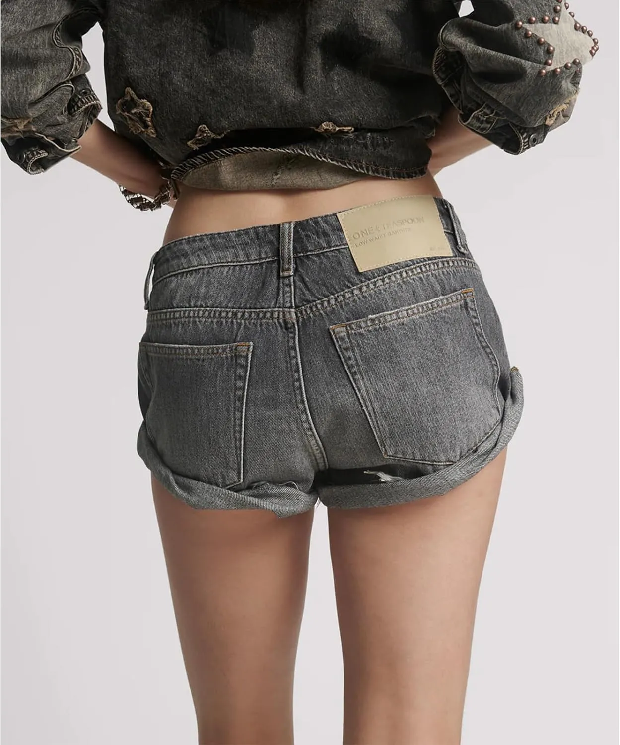Women Solid Color Denim Hot Shorts Cute Button Down Low Waist Short Jeans Summer Outfit Cargo Shorts with Pockets