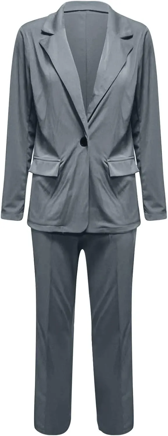 Women Suits 2 Piece Set Business Blazer Sets Women 2 Piece Outfits Casual Dressy Casual Plus Size Wide Pants Suit Set