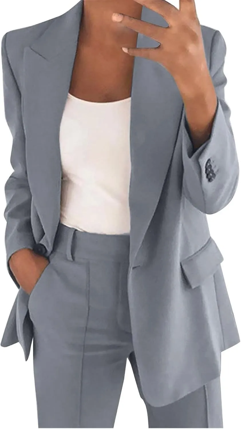 Women Suits 2 Piece Set Business Blazer Sets Women 2 Piece Outfits Casual Dressy Casual Plus Size Wide Pants Suit Set