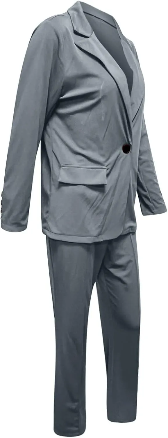 Women Suits 2 Piece Set Business Blazer Sets Women 2 Piece Outfits Casual Dressy Casual Plus Size Wide Pants Suit Set