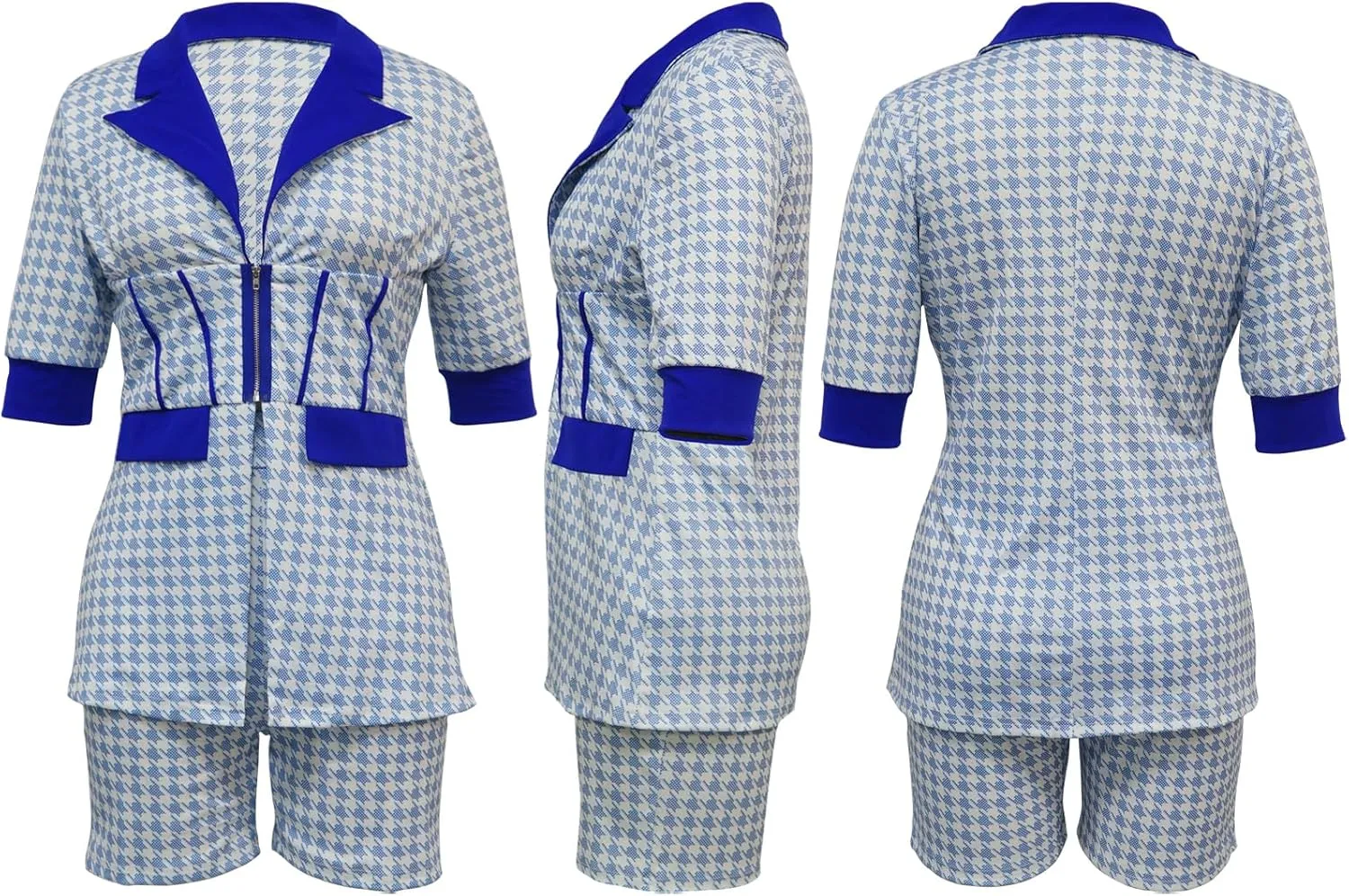 Womens Fashion 2 Piece Outfits Summer Business Casual Short Sleeve Blazer and Shorts Set