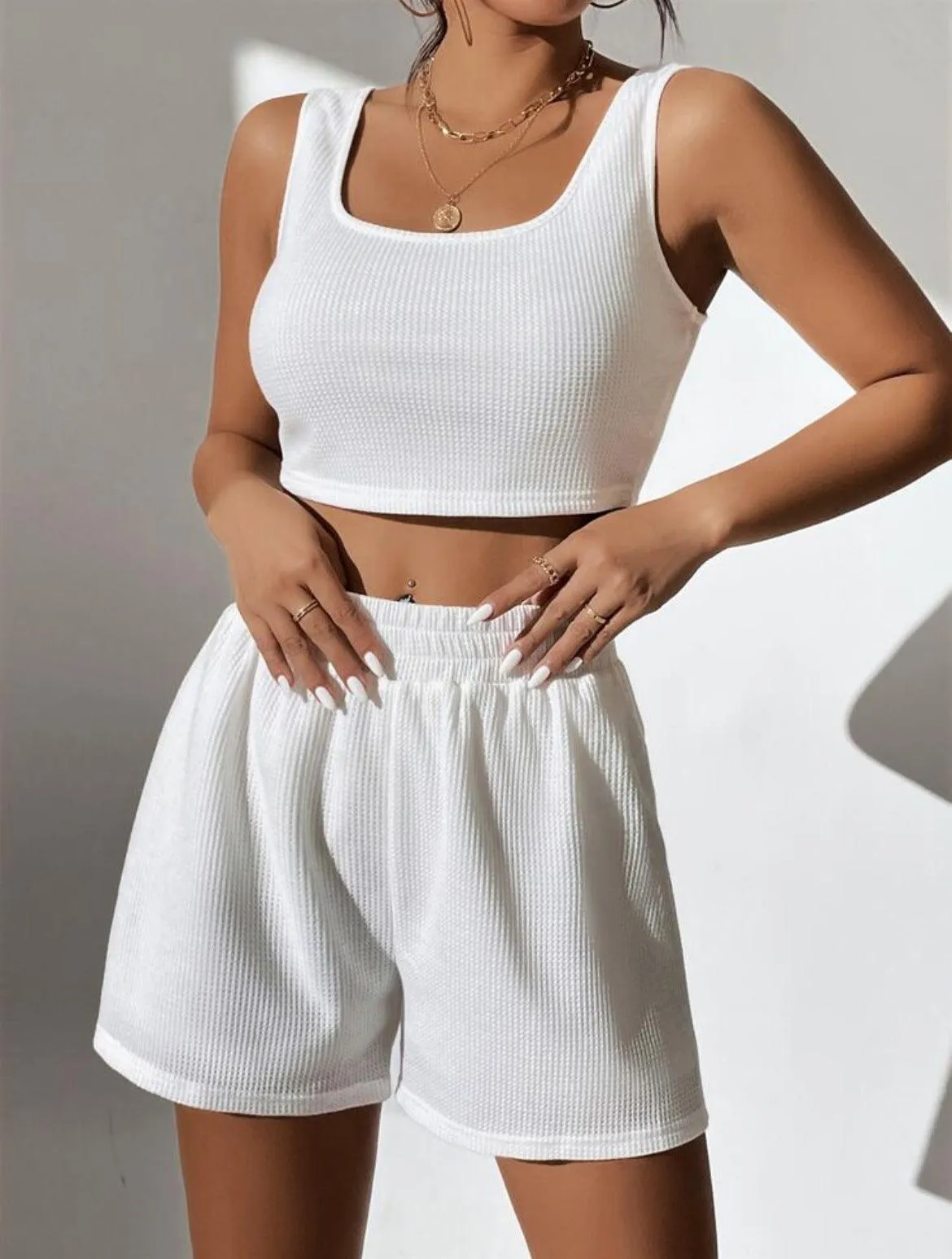 Women's Knitted Cotton Sleeveless Homewear Set"