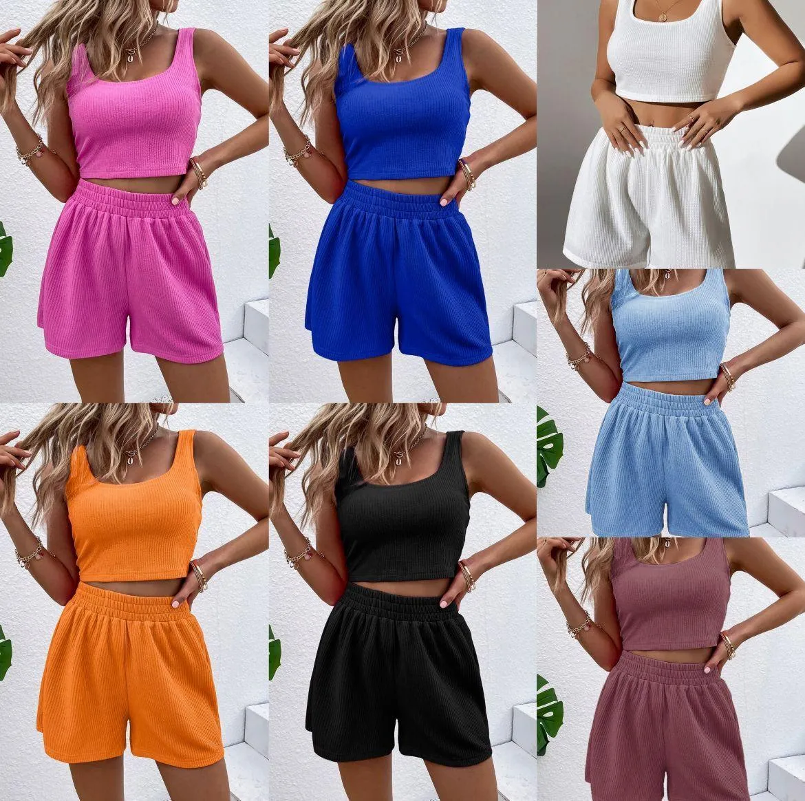 Women's Knitted Cotton Sleeveless Homewear Set"