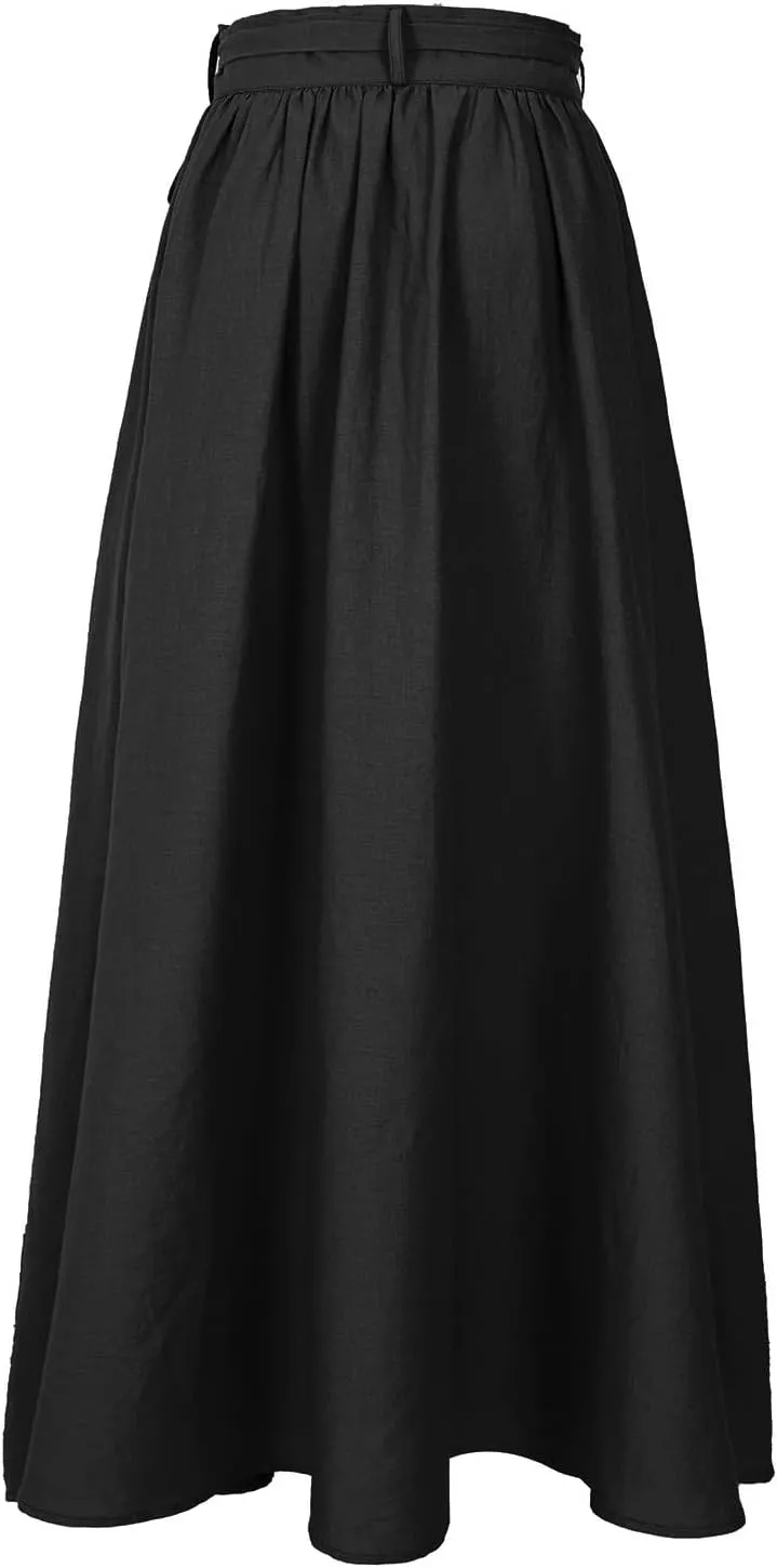 Women's Linen Wrap Skirt Casual Maxi Skirt Vintage A line Linen Skirt