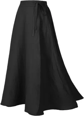 Women's Linen Wrap Skirt Casual Maxi Skirt Vintage A line Linen Skirt