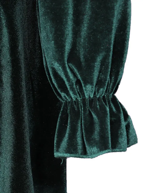 Women’s V-Neck Long Sleeve Velvet Mini Dress