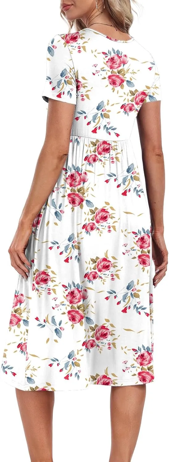 Xpenyo Maternity Women's Short Sleeve V Neck Casual Dress Baby Shower Party Maternity Dress